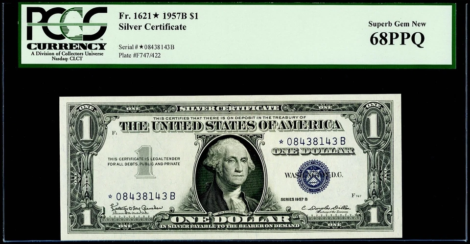 $1 1957B Silver * Star Certificate Fr. 1621* PCGS Superb Gem New 68 PPQ - Image 3 of 3