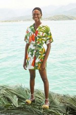 Farm Rio Cocoa Forest Utilitary Mini Dress Size Medium Tropical Pockets