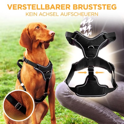Xipebros Hundegeschirr – Reflektierend & Verstellbar, Für Große Hunde, Verhindert Ziehen (blau, XXL)