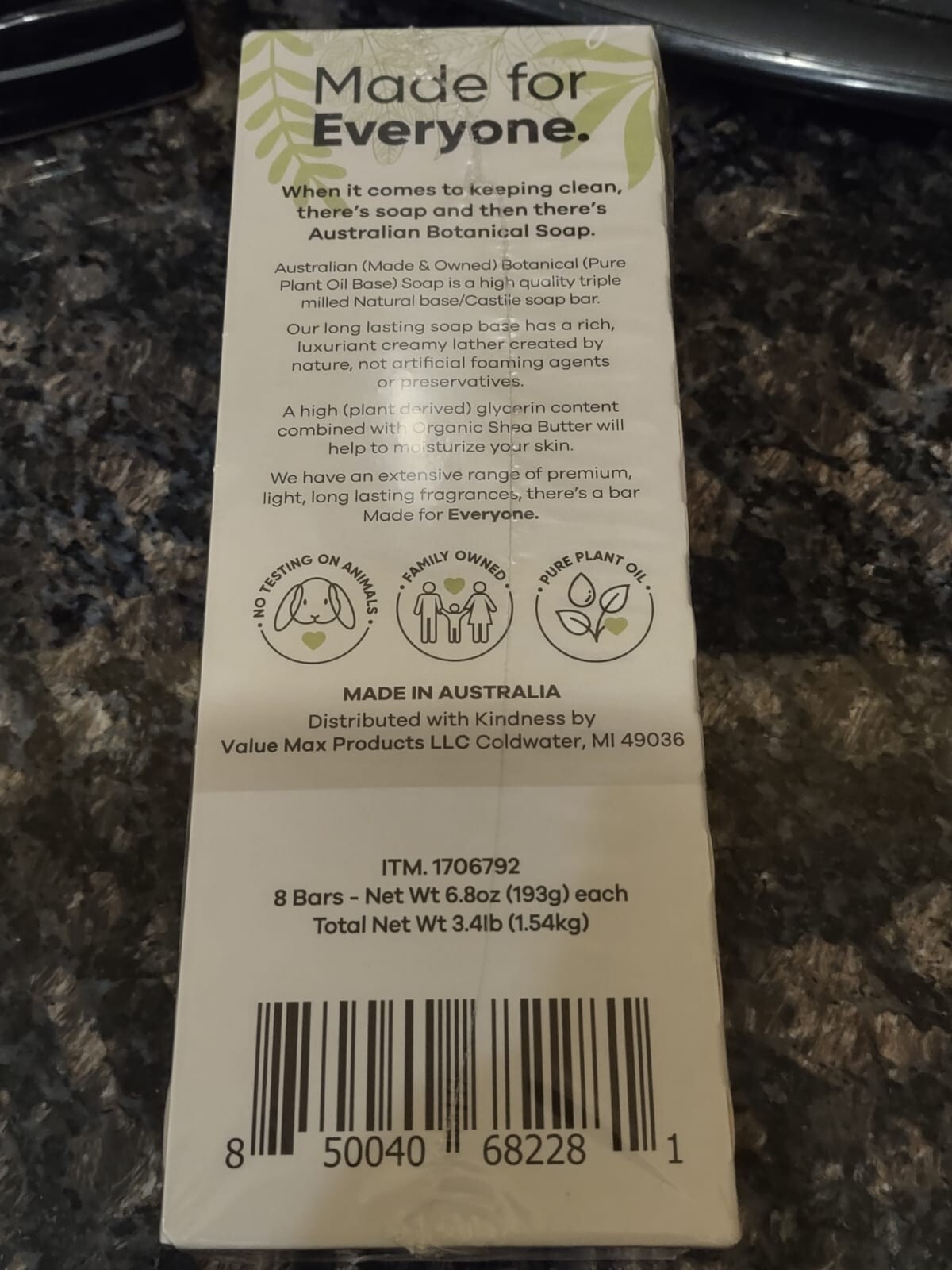 Australian Botanical Soap Goats Milk with Shea Butter, 8 Bars LONG