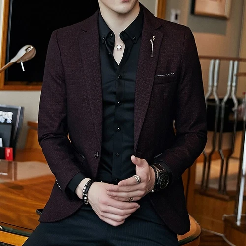Blazer Slim-FIT Men's Casual Suit New Luxury Jacket Fashion Top - Imagen 13 de 22