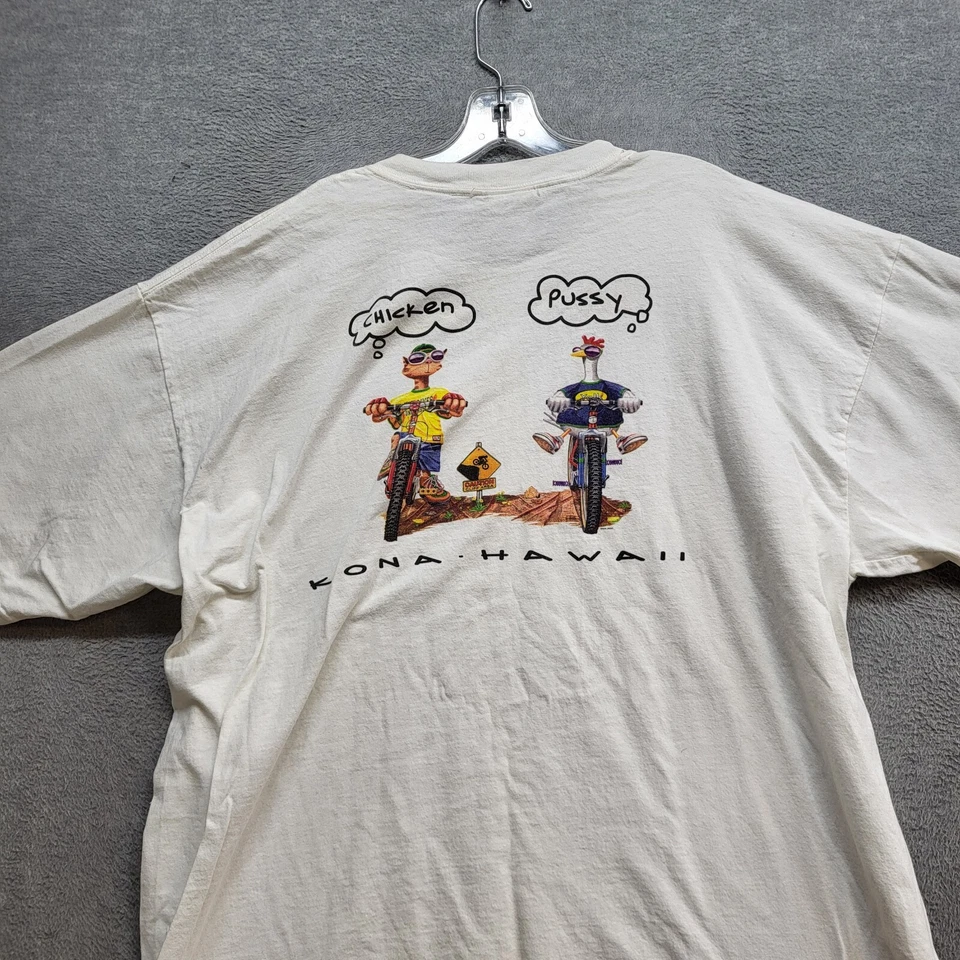 Camisa Kona Hawaii Hombre 2XL Blanca Carrera de Pollo Camiseta Manga Corta Foto 2 de 4