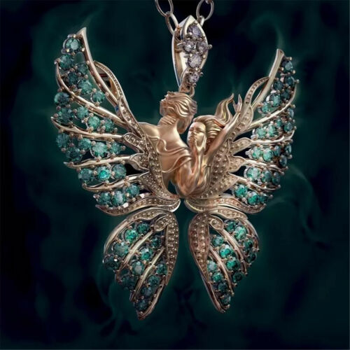 Angel Wings Crystal Butterfly Pendant Necklace Men Women Faith and Love Jewelry - Picture 5 of 13