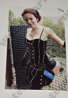 pretty redhead woman in black dress short hair VINTAGE PHOTOGRAPH Fa