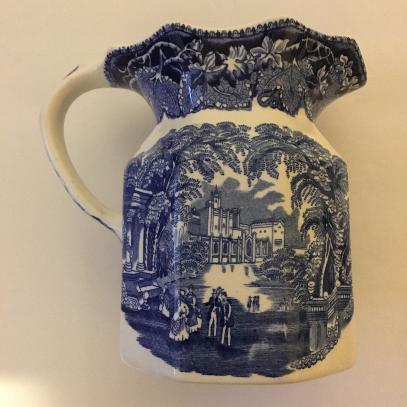 Vintage Mason's Vista Blue Transferware Ironstone Pitcher Creamer 6" England