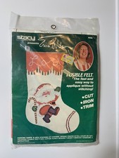 1984 Erica Wilson "Dancing Santa" Felt / Jeweled Xmas Stocking Kit NIP 16"