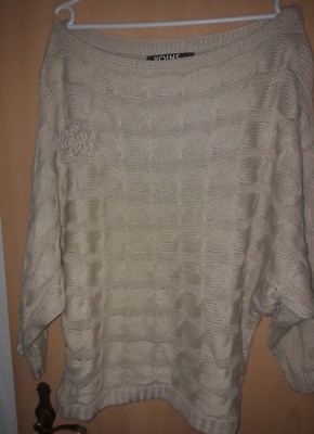 Strick - Pullover Schulterfrei L Beige Neu  OVP 35,- 