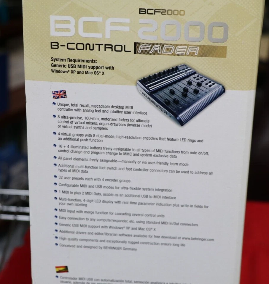 Behringer B-Control Fader BCF2000 Total-Recall USB/MIDI Controller NEW - Image 3 of 4