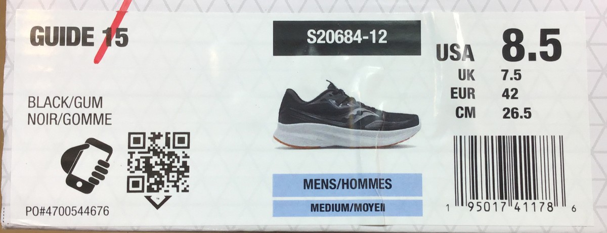 Saucony Guide 15 Men's Running Shoes Black Gum | eBay