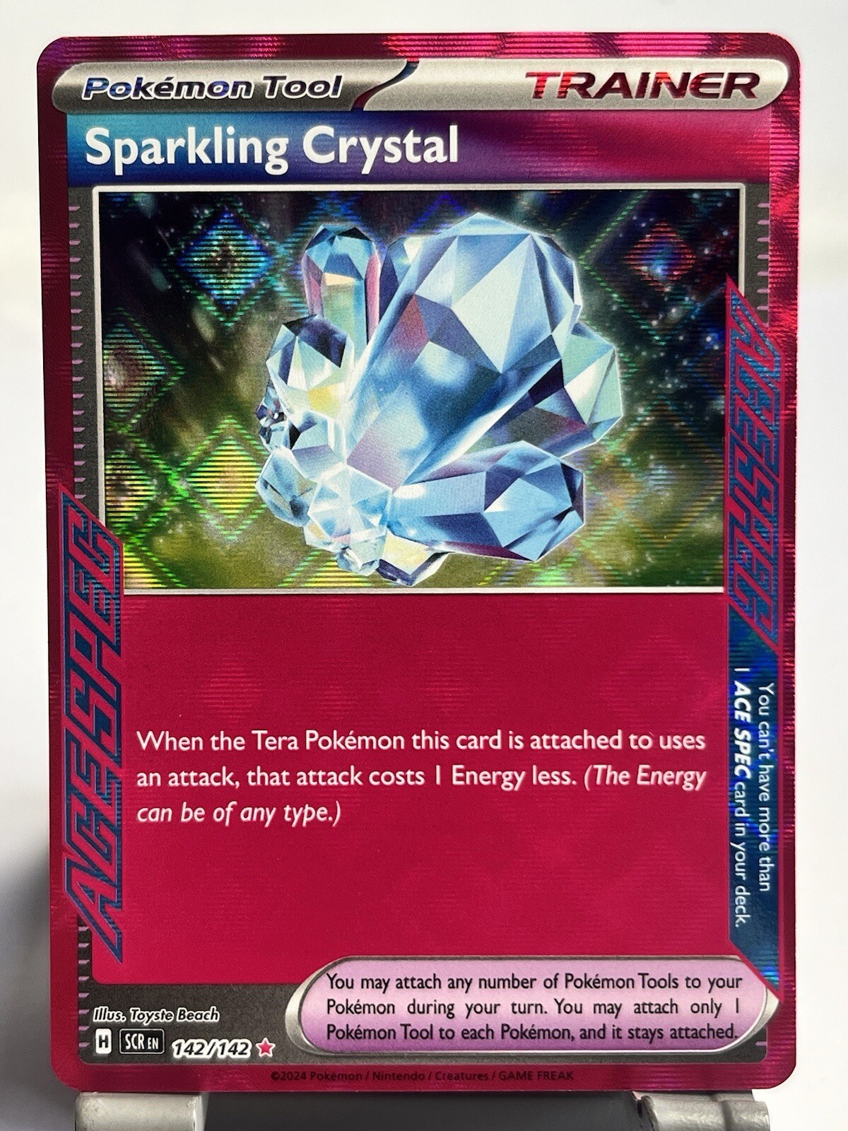 Pokémon Holo Sparkling Crystal 142/142 ACE SPEC Rare Stellar Crown TCG - NM