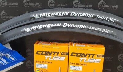 2 x Michelin Dynamic Sport  Rennrad Schwarz  700 x 25C 25-622 SV Schlauch