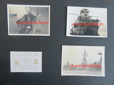3 VINTAGE 3X4 ORIGINAL PHOTOS USN USS INTREPID AIRCRAFT GUNS FJ-3 F2H2 BANSHEE