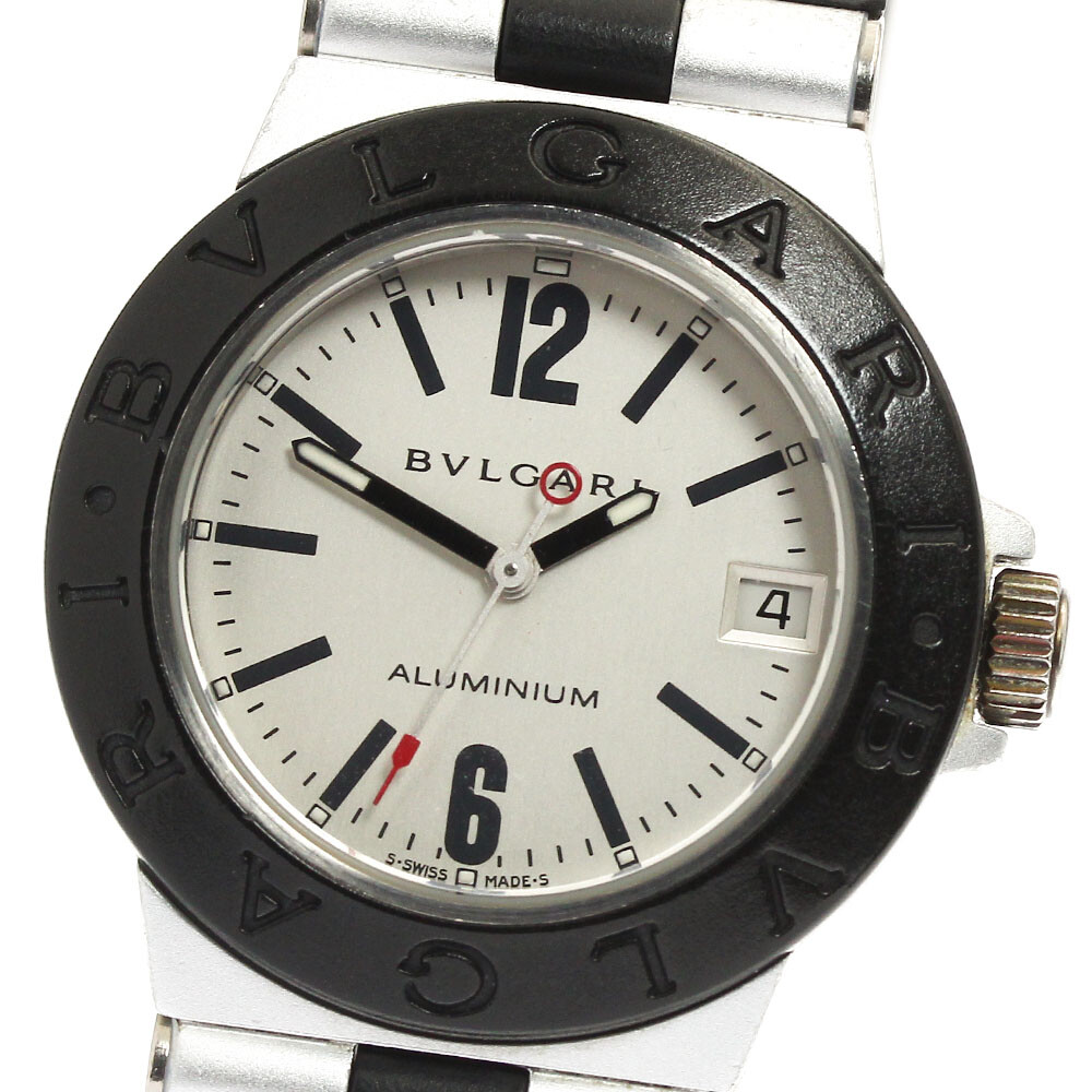 時計 BVLGARI ALUMINIUM AL32TA BVLGARI Aluminum AL32TA Date Silver Dial Quartz Boy's