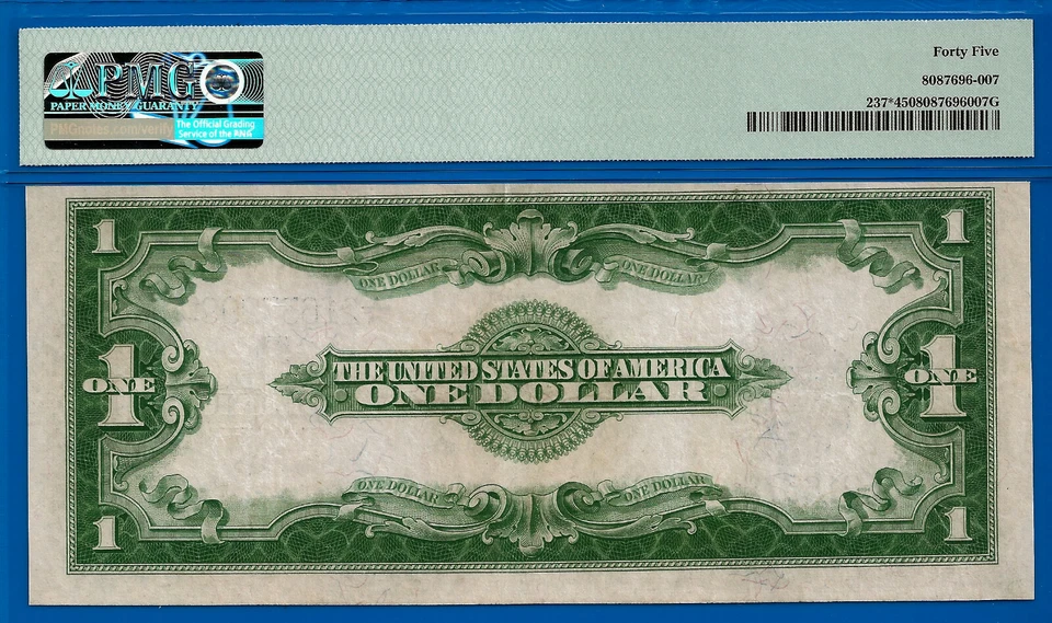 1923 $1 Silver Certificate PMG 45 wanted popular blue seal star Fr 237* - Image 3 of 3