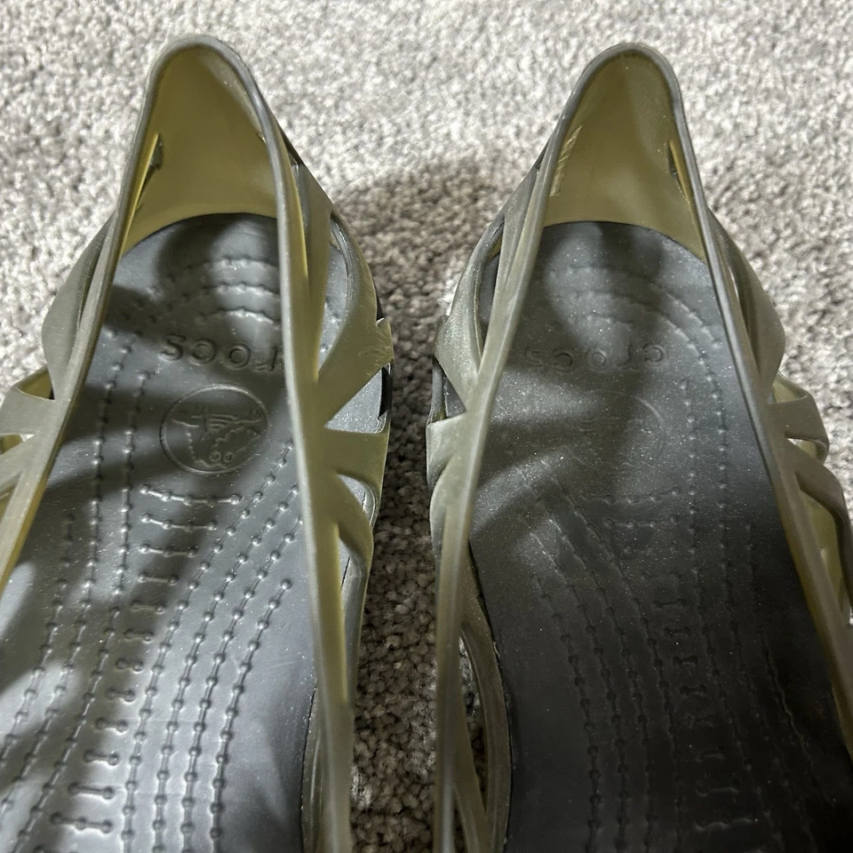 Crocs Adrina III Mujer Talla 8 Verde Jalea Sin Cordones Punta Abierta Ballet Pisos Usados Foto 4 de 4