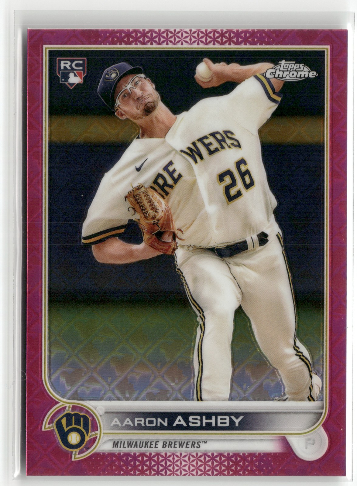 2022 Topps Chrome Logofractor Edition #91 Aaron Ashby Pink #/199 RC