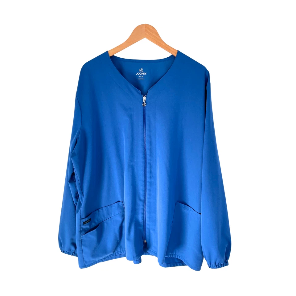 赛马磨砂夹克女式 2X 皇家蓝色三口袋拉链热身 2251-064 — 第 3/4 张图片