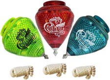 Jumbo Cobra Plastic Spin Tops 3 Pack Metal Tip Made In Mexico