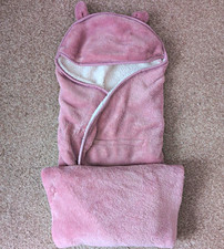 Vertbaudet Pink Polyester Baby Sleeping Bag Sleepsack Hooded Ear Hood