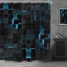  Black Blue Shower Curtain 60Wx72H Inch 60"W x 72"L (Pack of 1) A-black Blue