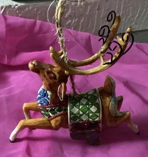 Jim Shore Reindeer Dash Away GREEN Blanket Ornament Heartwood Creek 