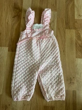 Vintage EVY of California Baby Girl Quilted Romper Size 18 Months Pink
