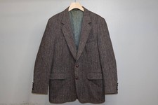 Vintage 70s Harris Tweed Herringbone Blazer Men  s 46R Handwoven Wool