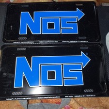 Blue Black License Plate Nitrous Oxide Systems Plate Nos Metal Pair