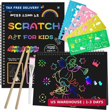 2 Pack Scratch Paper Art Set: Notebooks Arts Supplies and Crafts for Kids