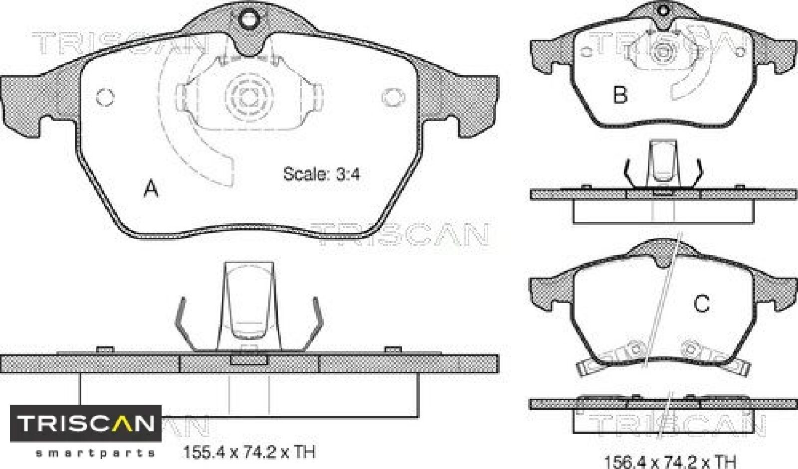Bremsbelagsatz Scheiben 20,3 mm mit Verschleißwarnung TRISCAN für u.a. SAAB 9-5 - Bild 4