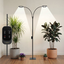 Dual Head Floor Lamp Full Spectrum LED Auto Timer Grow Lights for Indoor Plants