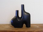 BLACK  SCULPTURAL  VASE MODERN ASYMMETRICAL  ART ABSTRACT CERAMIC  HOME DECOR — photo 4