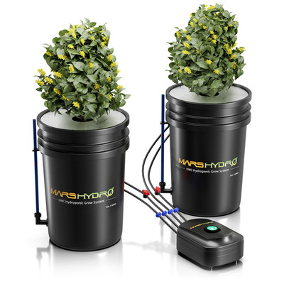 Mars Hydro 5-Gallon DWC Hydroponic System Grow Kits with 2 Buckets 8W Air Pump
