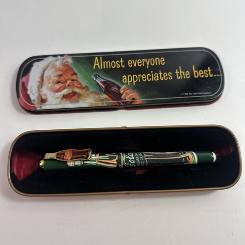 Vintage Coca-Cola Tin with Coca-Cola Ink Pen - Santa Claus - 1996