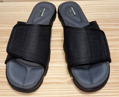 Mens Skechers Wind Swell Slides Adjustable Gel-infused Memory Foam Footbed Sz 12