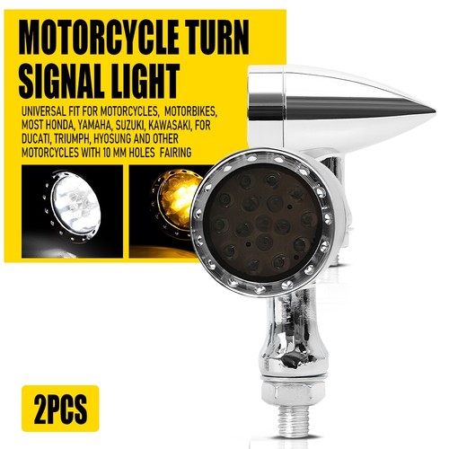 JMTBNO 4x Chrome LED Turn Signals – Fits Harley Sportster XL 1200 / 883 – 12V Amber