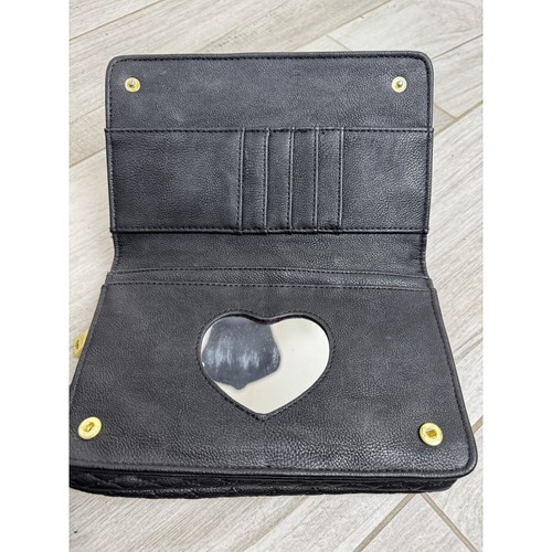Borsa a tracolla Betsey Johnson nera trapuntata cuore fiocco borsa a tracolla - Foto 5 di 7