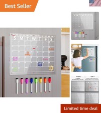 Elegant Acrylic Magnetic Monthly Planner - 15x11 Dry Erase Board with Markers