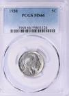 1930 Buffalo Nickel : PCGS MS66