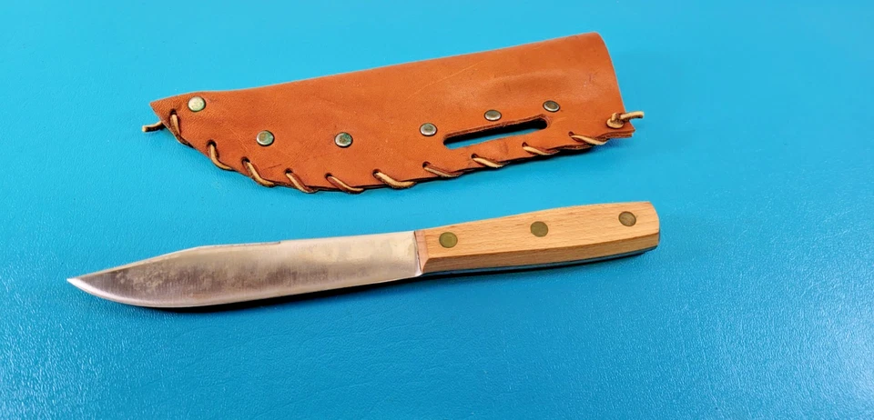 Cuchillo desollador Bowie Hunter 6" hoja fija + funda de cuero TR702 Foto 4 de 4