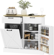 Tilt Out Trash Can Cabinet 10 Gallon Farmhouse Kitchen Cabinet W/ Hidden Trash