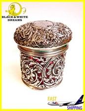 ENGLISH STERLING SILVER RED CRISTAL VASE HOLDER Hallmarked