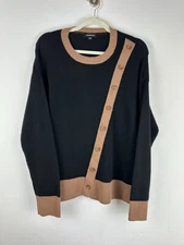 NWT Summersault The Luxe Cashmere Blend Black Brown Sweater Women’s Size M