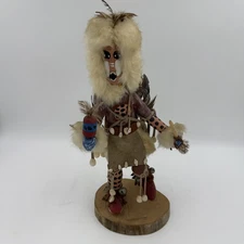 Spear Dancer Kachina Doll Signed Handcrafted Native American Navajo 16.5”