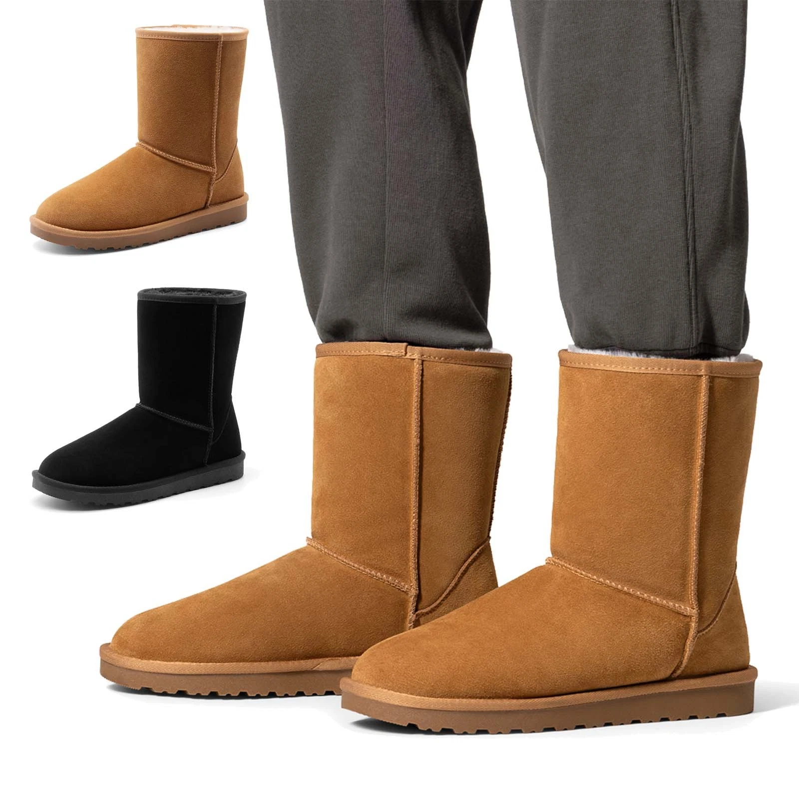Men's Ankle Boots Outdoor Casual Warm Suede Faux Fur Lining Fuzzy Boots Black
Opens in a new window 