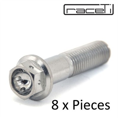 m10 x 40mm x 1.5 Titanium Hex Flange Drilled Bolt Ti Screw 40 Race lockwire PACK