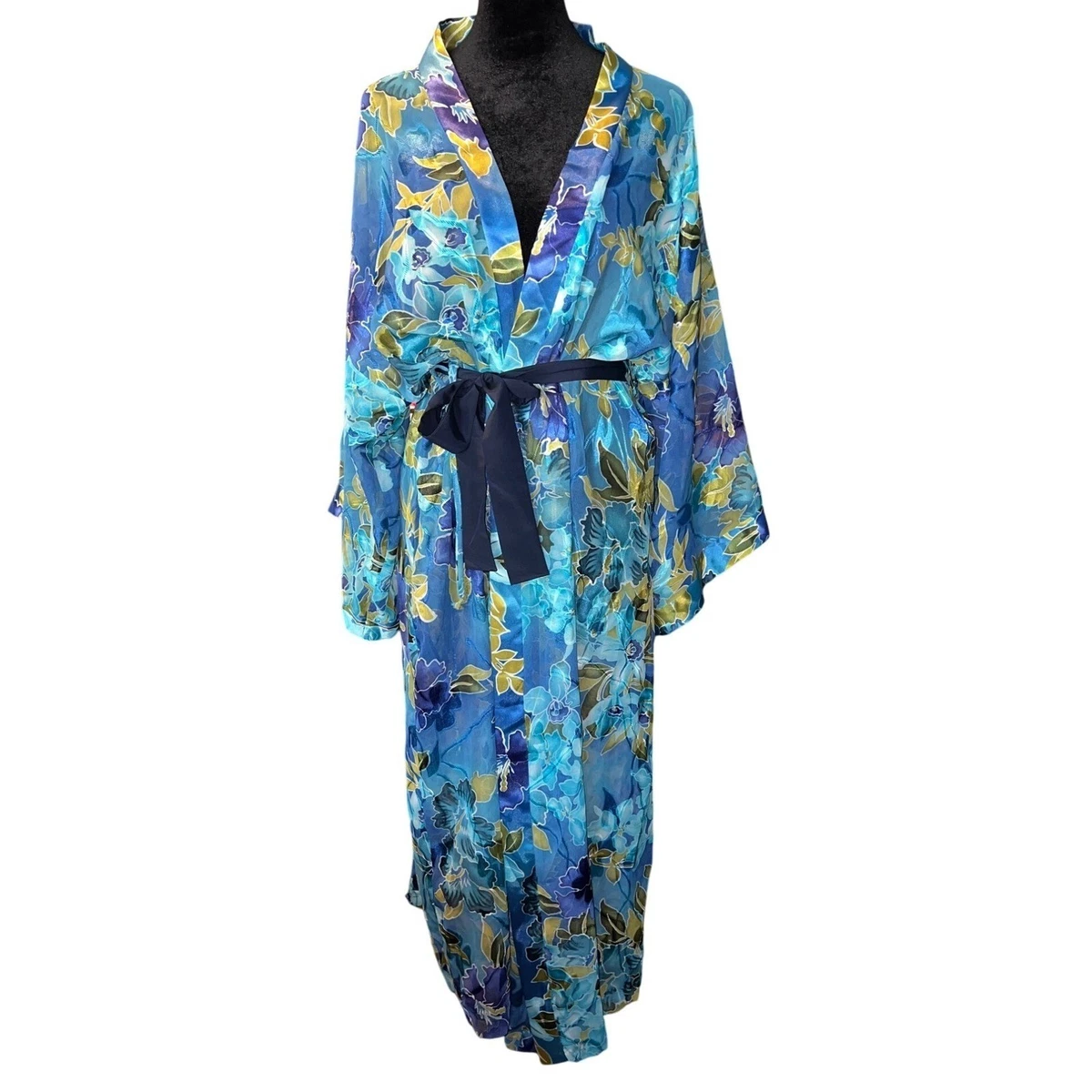 knee length dresses for ladies Vintage Satin Pleated Dressing Gown - S-M