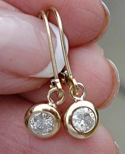 2.00Ct Round Cut Lab Created Diamond Drop Dangle Earrings 14K Yellow Gold Plated