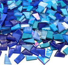 Blue Mixed Irregular Glass Mosaic Tiles for Art Crafts, 9Oz Value Pack Mosaic Ma