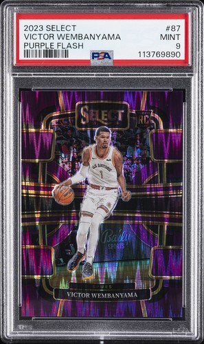 2023 PANINI SELECT PURPLE FLASH #87 VICTOR WEMBANYAMA ROOKIE RC /175 PSA 9